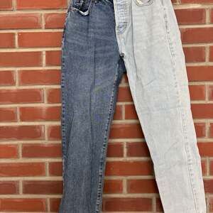 Retro two-tone tapered jeans by Blue Savvy Denim
